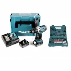 Makita Schlagbohrmaschine »Makita DHP 458 RTJ Akku Schlagbohrschrauber 18V 91Nm im Makpac + 2x 5,0 Ah Akku + Ladegerät + Makita Bit & Bohrer-Set 100-teilig« -Makita Verkäufe 2022 09caeab2 6491 5d85 950c 83f1d381083a