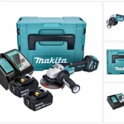 Makita Winkelschleifer »Makita DGA 515 RTJ Akku Winkelschleifer 18 V 125 mm Brushless + 2x Akku 5,0 Ah + Ladegerät + Makpac«