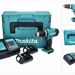 Makita Schlagbohrmaschine »Makita DHP 453 SYJ Akku Schlagbohrschrauber 18 V 42 Nm + 2x Akku 1,3 Ah + Ladegerät + Makpac«
