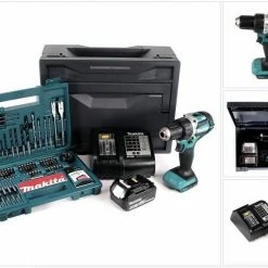 Makita Säulenbohrmaschine »Makita DDF 484 STX Akku Bohrschrauber 18V 54Nm Brushless + 1x Akku 5,0Ah + Ladegerät + 100tlg. Bit Bohrer Set + Makbox«