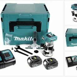 Makita Oberfräse »Makita DRT 50 RTJ Akku Multifunktionsfräse 18V Brushless + 2x Akku 5,0Ah + Ladegerät + Makpac«