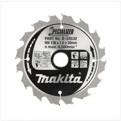 Makita Kreissägeblatt »Makita Specialized Sägeblatt B-33532 mit 16 Zähnen CCC13616E 136 mm«