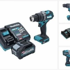 Makita Schlagbohrmaschine »Makita HP 002 GM101 Akku Schlagbohrschrauber 40 V 64 Nm Brushless + 1x Akku 4,0 Ah + Ladegerät«