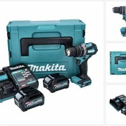 Makita Schlagbohrmaschine »Makita HP 002 GD201 Akku Schlagbohrschrauber 40 V 64 Nm Brushless + 2x Akku 2,5 Ah + Ladegerät + Makpac«