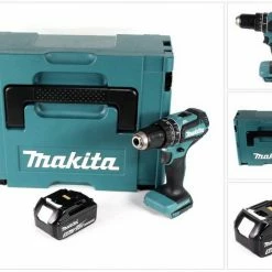 Makita Schlagbohrmaschine »Makita DHP 485 T1J 18 V Li-Ion Akku Schlagbohrschrauber im Makpac + 1 x 5,0 Ah Akku - ohne Ladegerät«