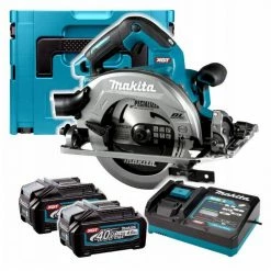 Makita Handkreissäge »Makita HS004GM202 Akku-Kreissäge 190 mm 40 Volt«, Kreissäge Parallelführung Akku BL4040 XGT 40 V max. 4,0 Ah (2 Stk) Ladegerät XGT DC40RA Staubadaptor AWS-Sender WUT01 Akkuabdeckung GA005G Schlüssel 6,0 mm Makpac Nr. 4 Einlage HS004G Sägeblatt B Efficut 190x30x1,45 24T 23g