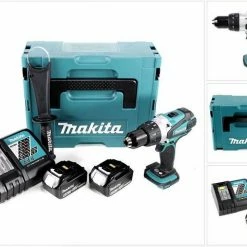 Makita Säulenbohrmaschine »Makita DDF 458 RTJ 18V Akku Bohrschrauber 91 Nm im Makpac mit 2x BL1850 B 5,0 Ah Akku und DC18RC Ladegerät«