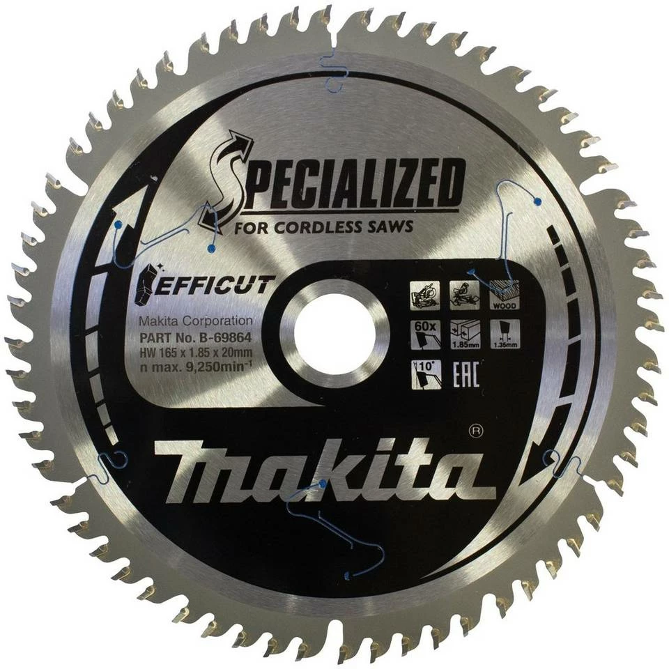 Makita Sägeblatt »60Z EFFICUT«, Schneidbreite: 1,85 mm, Bohrung: 20 mm 3 Makita Sägeblatt »60Z EFFICUT«, Schneidbreite: 1,85 mm, Bohrung: 20 mm