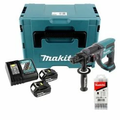 Makita Schlagbohrmaschine »Makita DHR 202 RTJ 18 V Akku Kombihammer SDS-Plus im Makpac + 2x 5,0 Ah Akku + Ladegerät + 5 tlg. Hartmetall Bohrer Set für Mauerwerk und Beton« -Makita Verkäufe 2022 c355d8d3 a439 5f7e b420 6bd7f4ab23ec