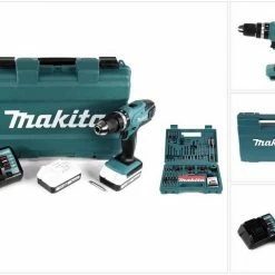 Makita Akku-Schlagschrauber »Makita HP 457 DWE 18 V Li-Ion Akku Schlagbohrschrauber im Transportkoffer + 2 x 1,5 Ah Akku + Ladegerät + Makita B-53811 Bit & Bohrer-Set 100-teilig mit Bithalter in Kunstoffkoffer«