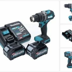 Makita Schlagbohrmaschine »Makita HP 002 GD201 Akku Schlagbohrschrauber 40 V 64 Nm Brushless + 2x Akku 2,5 Ah + Ladegerät«