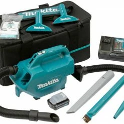 Makita Akku-Hand-und Stielstaubsauger CL121DSA, 28 Watt, mit Beutel, Fahrzeugreinigung, 46 mbar mit Akku 12V und Ladegerät